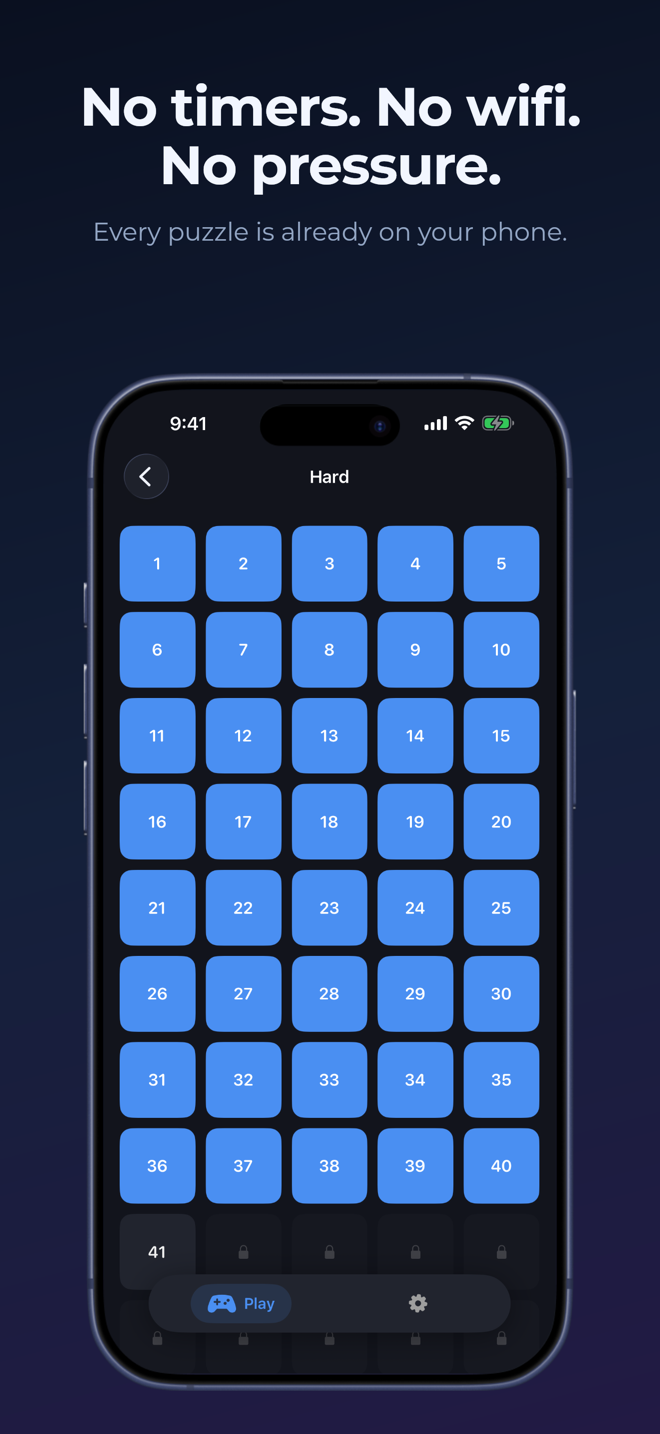 Arrow Ark level picker showing a grid of completed and remaining puzzles